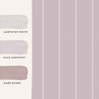 Saltram Stripe Pale Amethyst Wallpaper Sample - View of coordinating paint colors