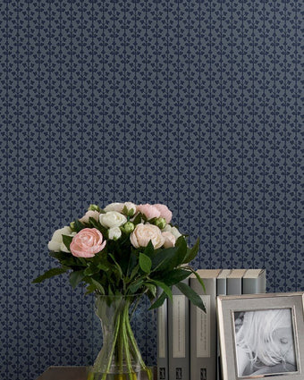 Seaham Midnight Blue Wallpaper - View of wallpaper on wall