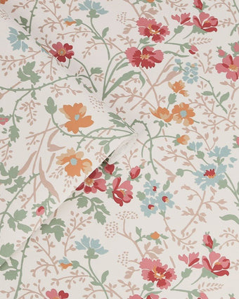 Shropshire Posy Antique Pink Wallpaper view of wallpaper and roll of wallpaper
