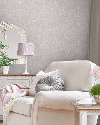 Silchester Dove Grey Wallpaper - View of wallpaper on a wall