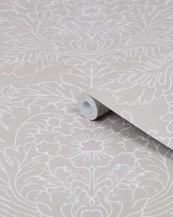 Silchester Dove Grey Wallpaper - View of roll of wallpaper