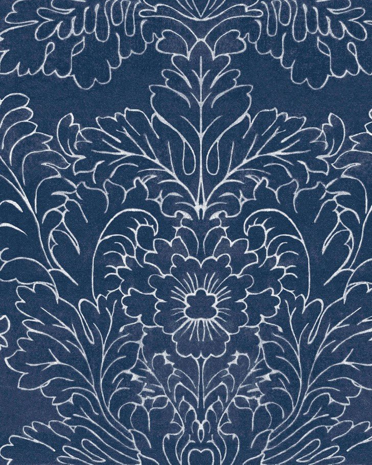 Silchester Midnight Seaspray Blue Wallpaper - Close up view of wallpaper