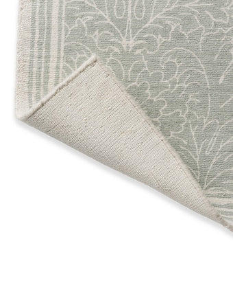 Silchester Pale Sage Rug view of back of rug