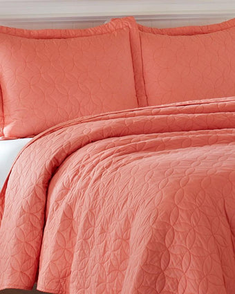 Solid Coral Quilt Set - Laura Ashley