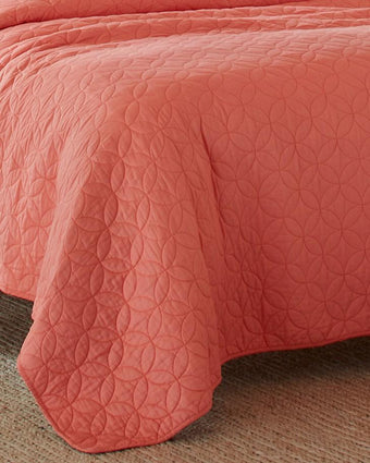 Solid Coral Quilt Set - Laura Ashley