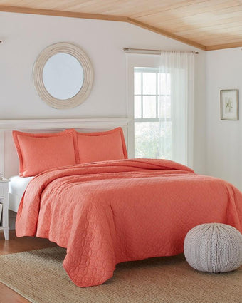 Solid Coral Quilt Set - Laura Ashley