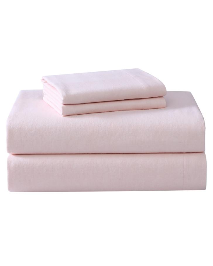 Solid Cotton Flannel Bright Blush Sheet Set - Laura Ashley