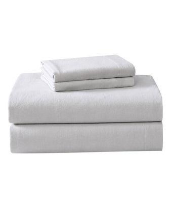 Solid Cotton Flannel Cloud Grey Sheet Set - Laura Ashley