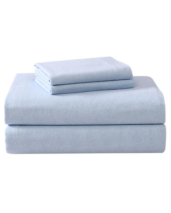 Solid Cotton Flannel Serene Blue Sheet Set - Laura Ashley