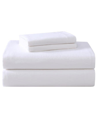 Solid Cotton Flannel True White Sheet Set - Laura Ashley
