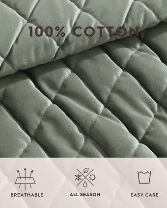 Solid Diamond Stitch Dark Green Velvet Quilt Bonus Set view of information about quilt 