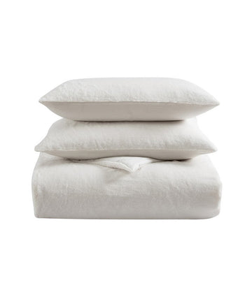 Solid Faux Fur Natural Duvet Cover Set - View of folded duvet cover with shams