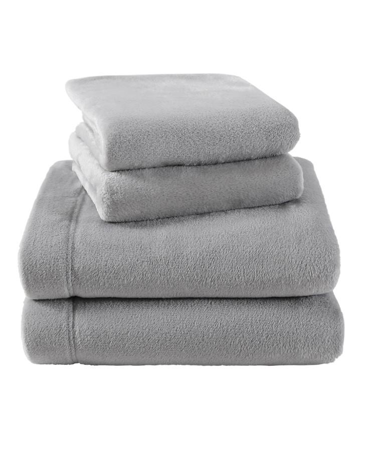 Solid Grey Plush Fleece Sheet Set - Laura Ashley