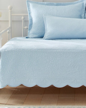 Solid Trellis Blue Daybed Cover Set - Close up view of set