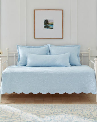 Solid Trellis Blue Daybed Cover Set -View of daybed bedding set