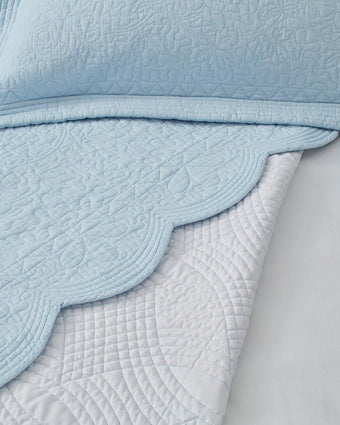 Solid Trellis Blue Daybed Cover Set - Close up view of detail stitching 