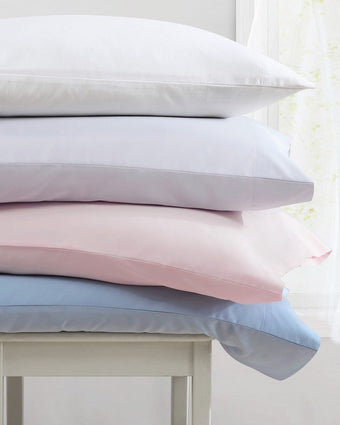 Solid White 800 Thread Count Sheet Set Stacked pillowcases in available colors