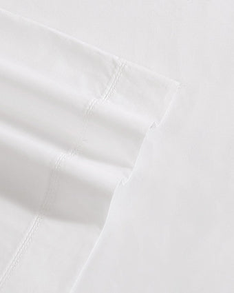 Solid White Cotton Percale 400 Thread Count Sheet Set - Close-up view