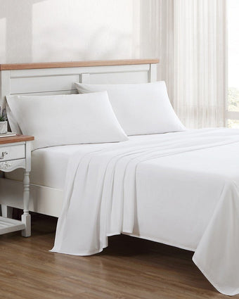 Solid White Cotton Percale 400 Thread Count Sheet Set- view