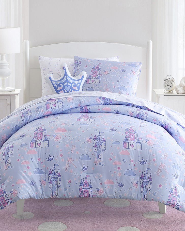 Laura Ashley Star Castle Lilac Comforter Bonus Set  front view of comforter set