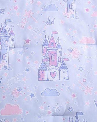 Laura Ashley Star Castle Lilac Comforter Bonus Set close up view of fabric