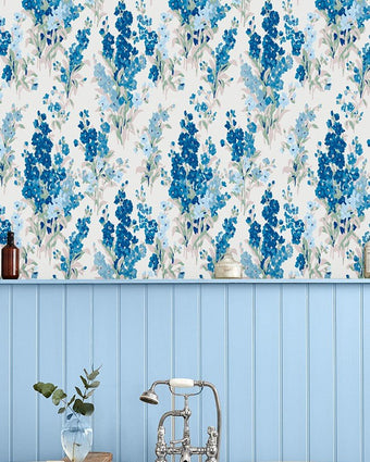 Stocks Sky Blue Wallpaper Sample - View of wallpaper on the wall
