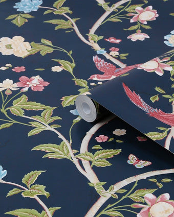 Summer Palace Midnight Blue Wallpaper - View  of roll of wallpaper