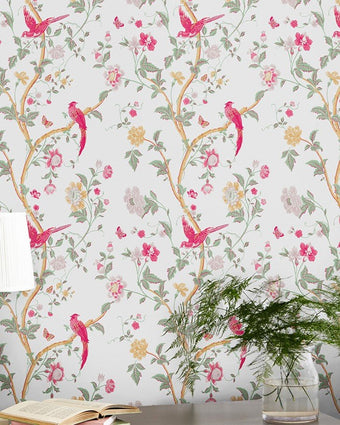 Summer Palace Peony Wallpaper - View of wallpaper on the wall