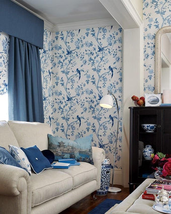 Summer Palace Royal Blue Wallpaper - Laura Ashley