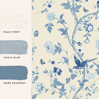 Summer Palace Royal Blue Wallpaper Sample - View of coordinating paint colors