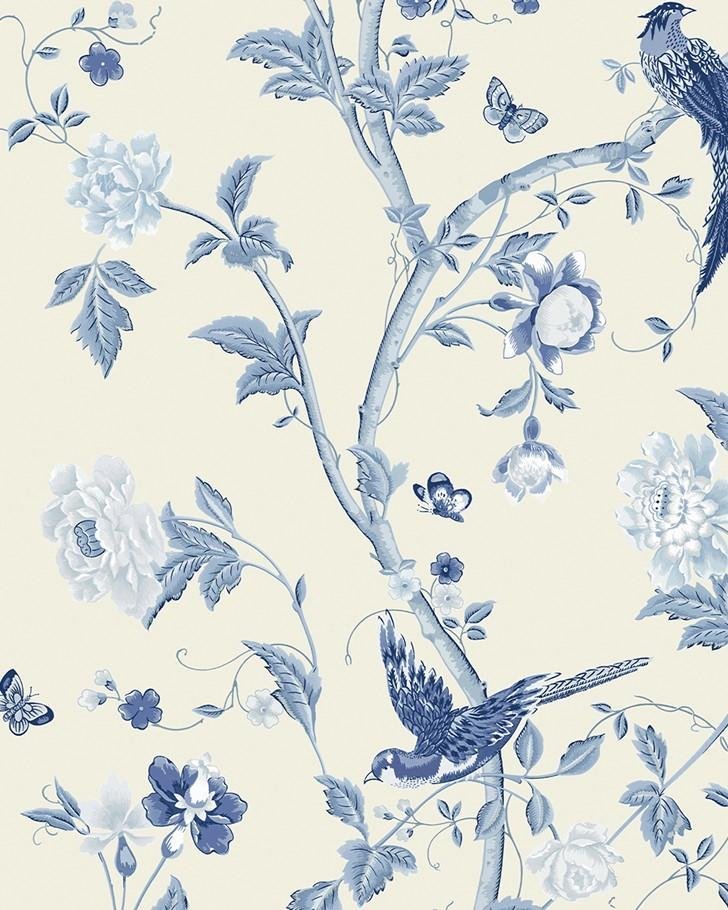 Summer Palace Royal Blue Wallpaper Sample - Laura Ashley