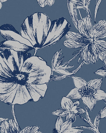 Summerhill Midnight Blue Wallpaper - Close-up view of print