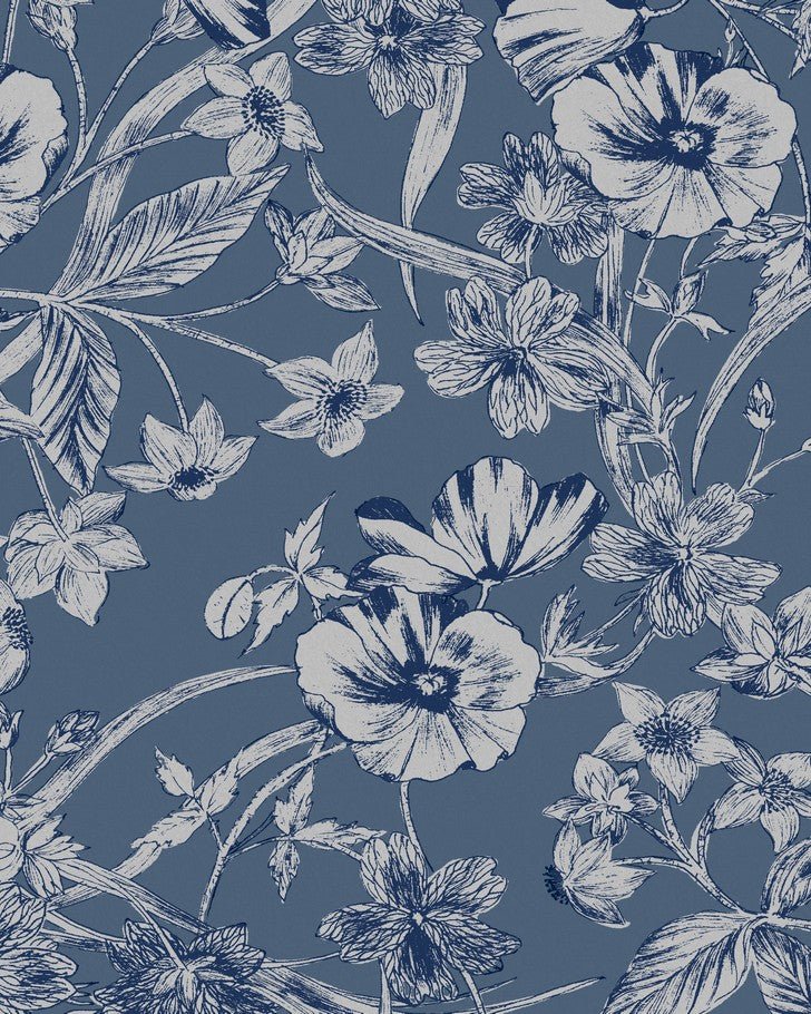 blue flower design wallpaper