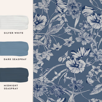 Summerhill Midnight Blue Wallpaper - View of coordinating paint colors 