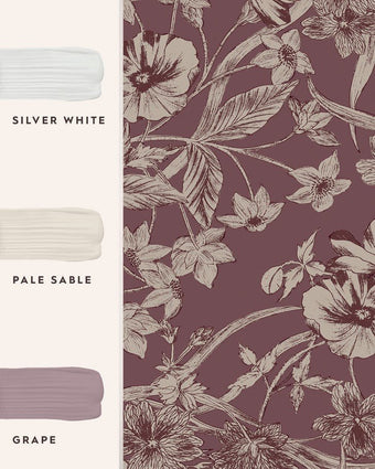Summerhill Pale Blackberry Wallpaper view of wallpaper and coordinating paint colors
