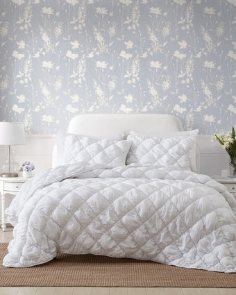 Susanna White Microfiber Quilt Set  front view of quilt set