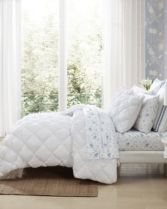 Susanna White Microfiber Quilt Set Side view of quilt set