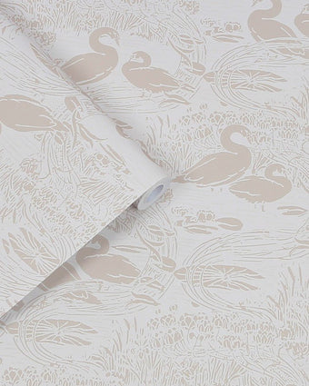 Swans Dove Grey Wallpaper - Close up view of wallpaper