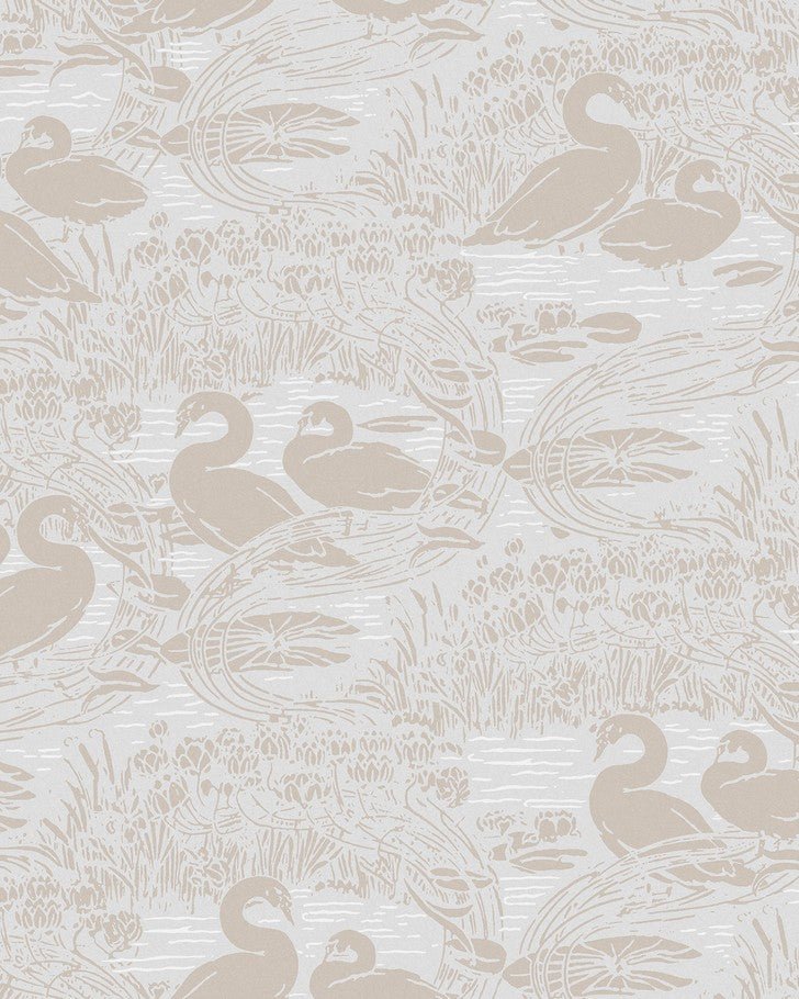 Swans Dove Grey Wallpaper - Close up view of wallpaper