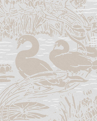 Swans Dove Grey Wallpaper - Close up view of wallpaper