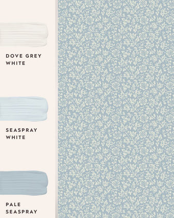 Sweet Alyssum Pale Seaspray Blue Wallpaper view of wallpaper and coordinating paint