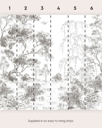 Talbenny Mono Wallpaper Mural - View of hanging strips