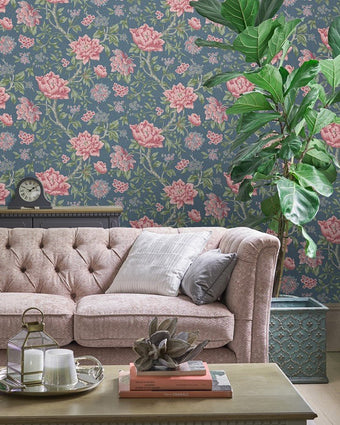 Tapestry Floral Dark Seaspray Wallpaper - Laura Ashley