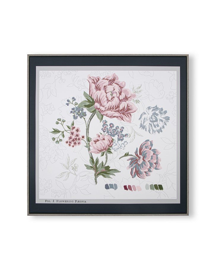 Tapestry Floral Framed Canvas Wall Art.  Front view.