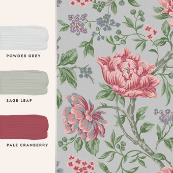 Tapestry Floral Slate Grey Wallpaper Sample - View of coordinating paint colors