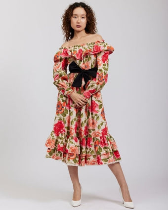 Tea Rose Wednesday Dress view of front of dress