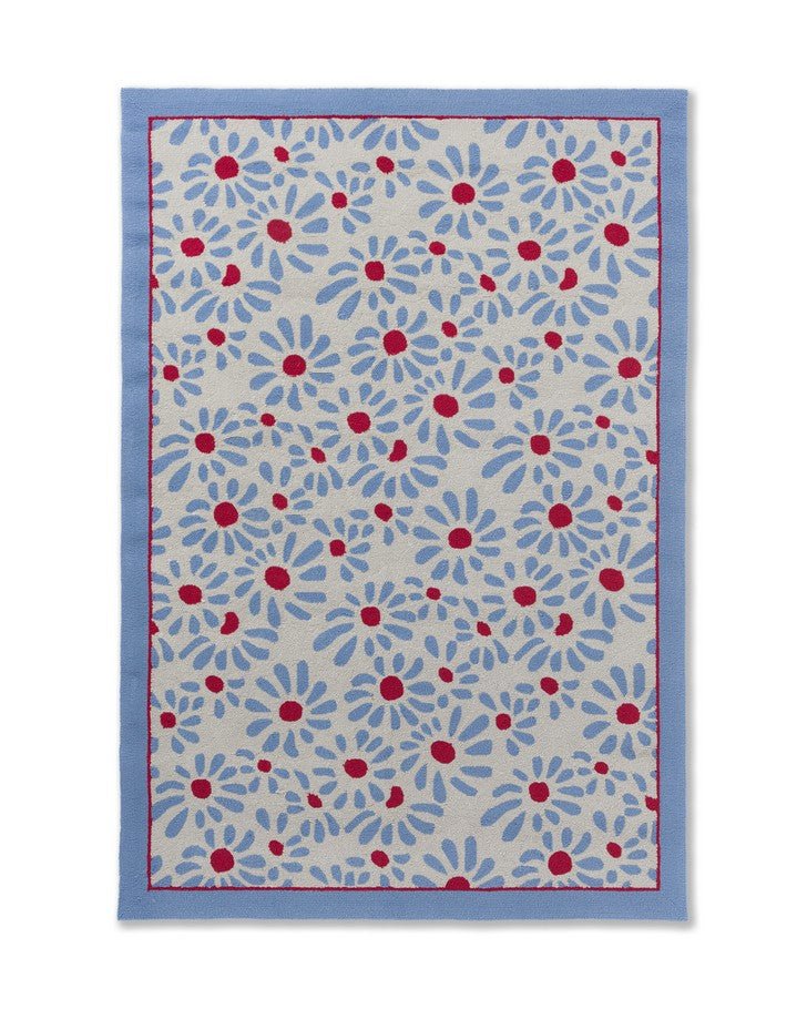 Thorncliff Sky Blue Indoor Outdoor Rug view of front of rug