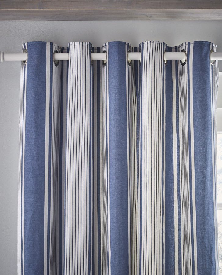 Tiverton Denim Grommet Ready Made Curtains - Top view of curtain