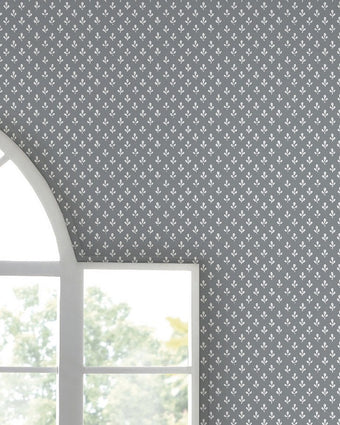 Trefoil Slate Grey Wallpaper - View of wallpaper on wall