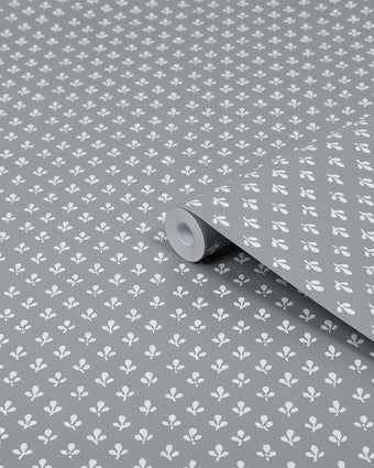 Trefoil Slate Grey Wallpaper - View of roll of wallpaper